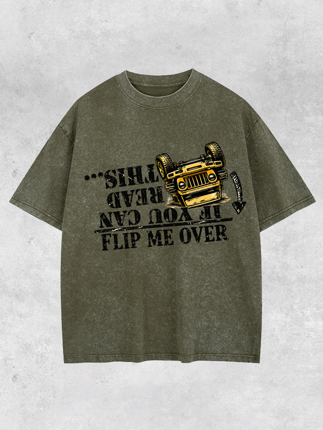 Grinram If You Can Read This Flip Me Over Washed T-Shirt
