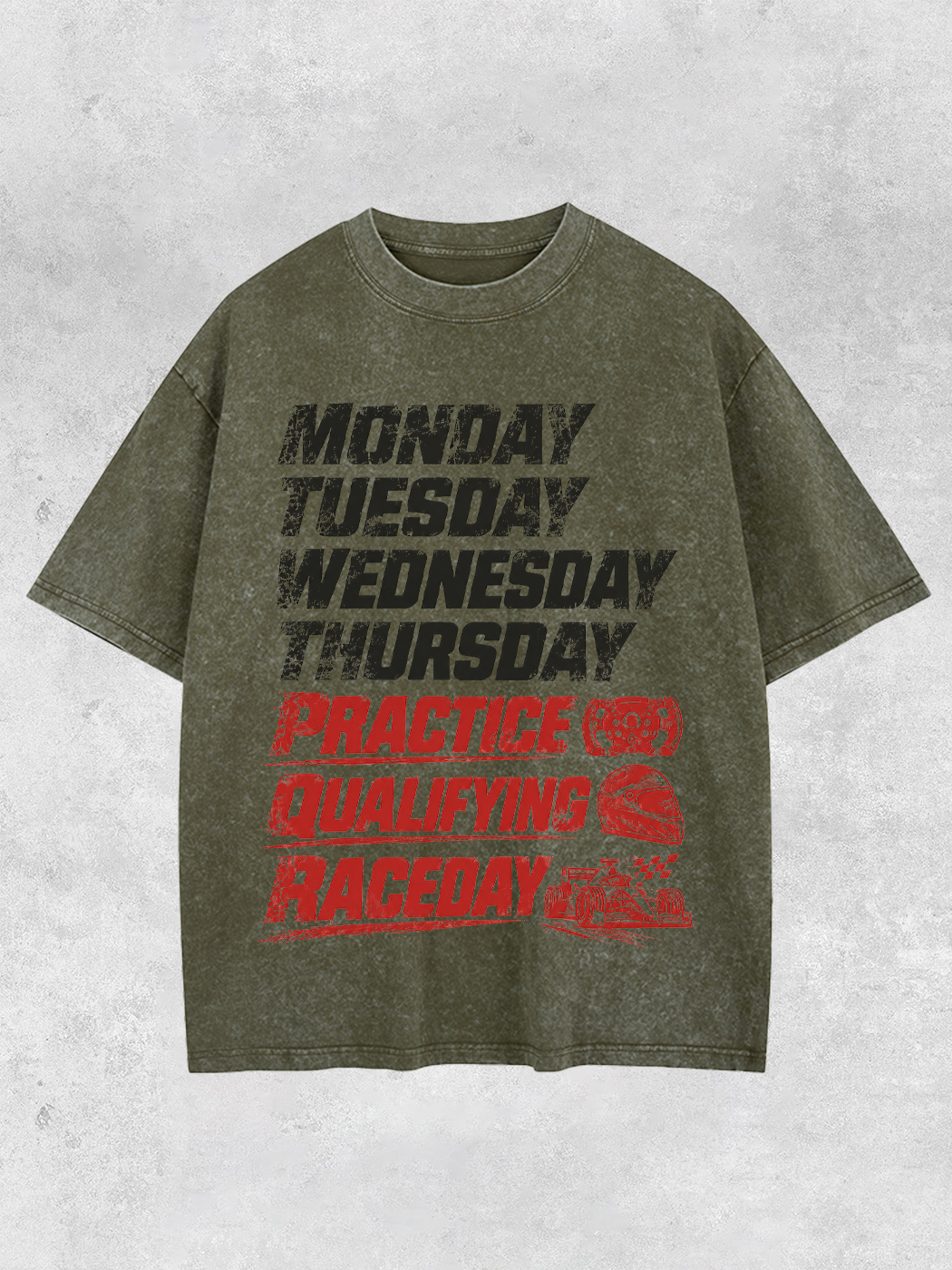 Grinram A Week of Preparation for Raceday Washed T-Shirt