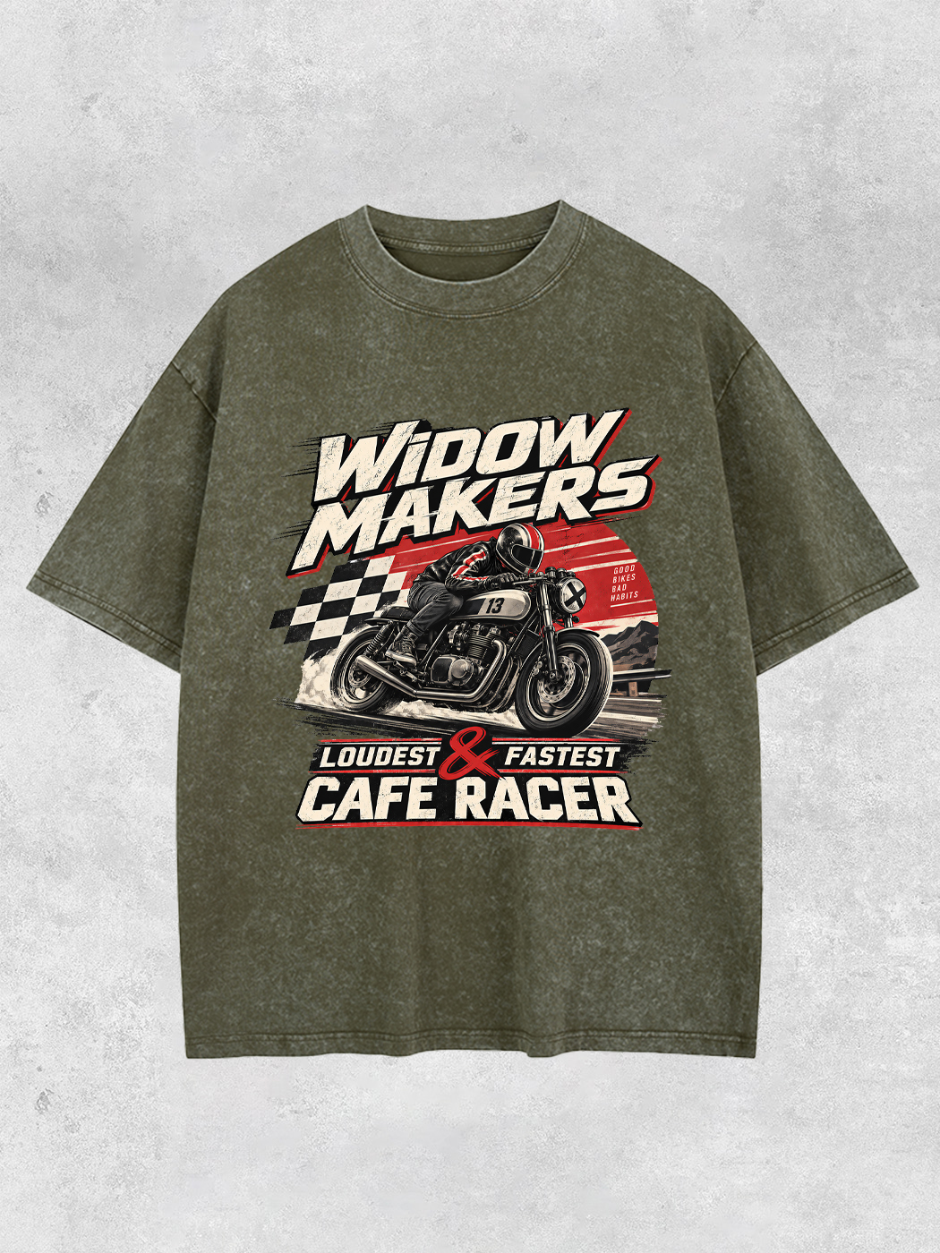 Grinram Widow Makers Cafe Racer Washed T-Shirt