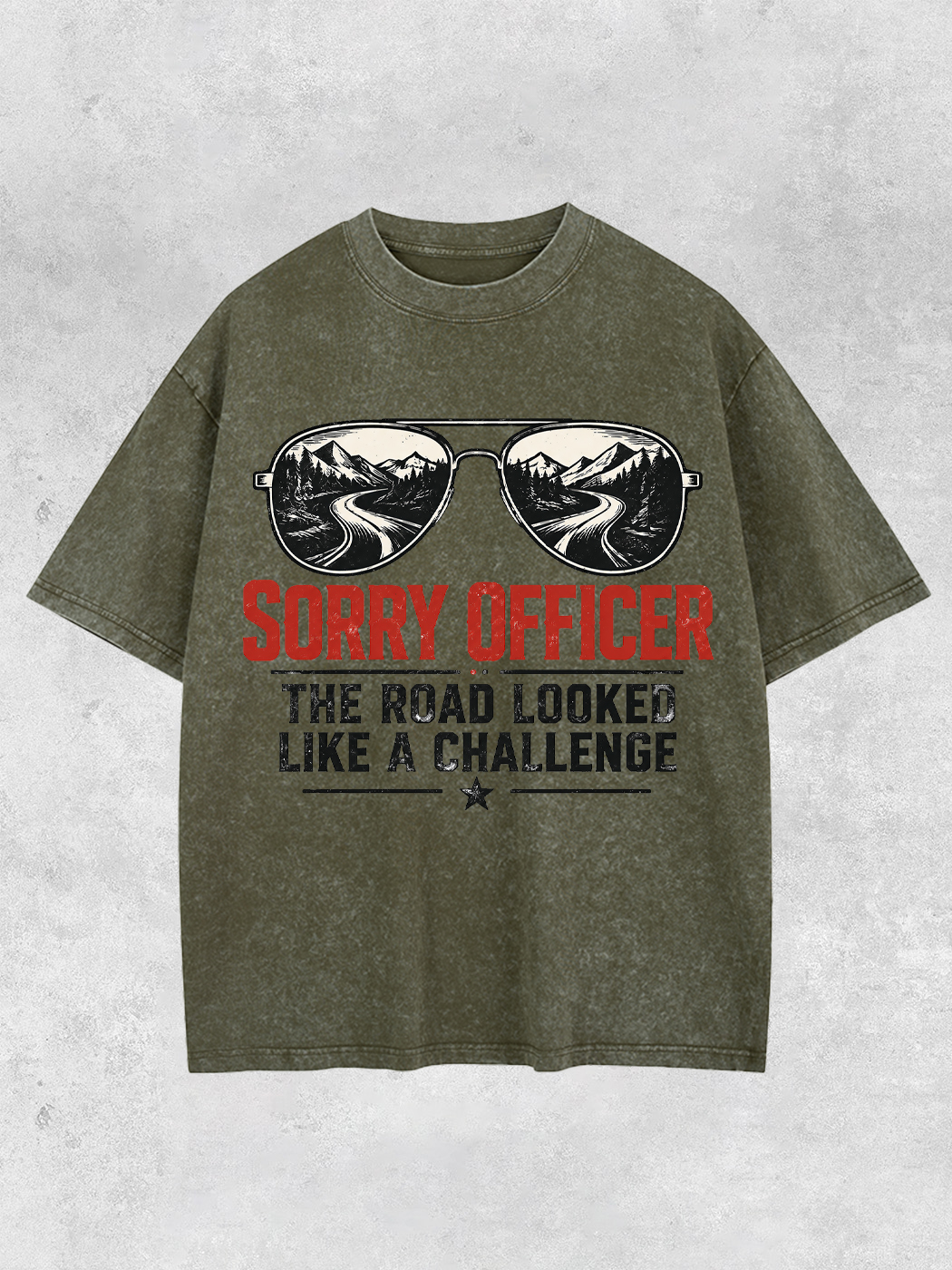 Grinram The Road Looked Like A Challenge Washed T-Shirt