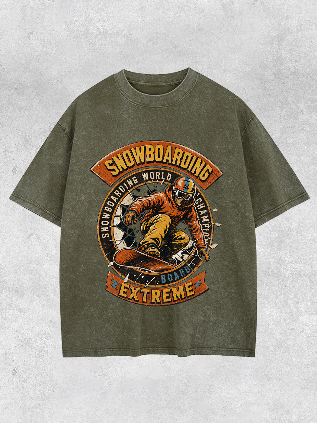 Grinram Snowboarding Extreme World Champion Washed T-Shirt