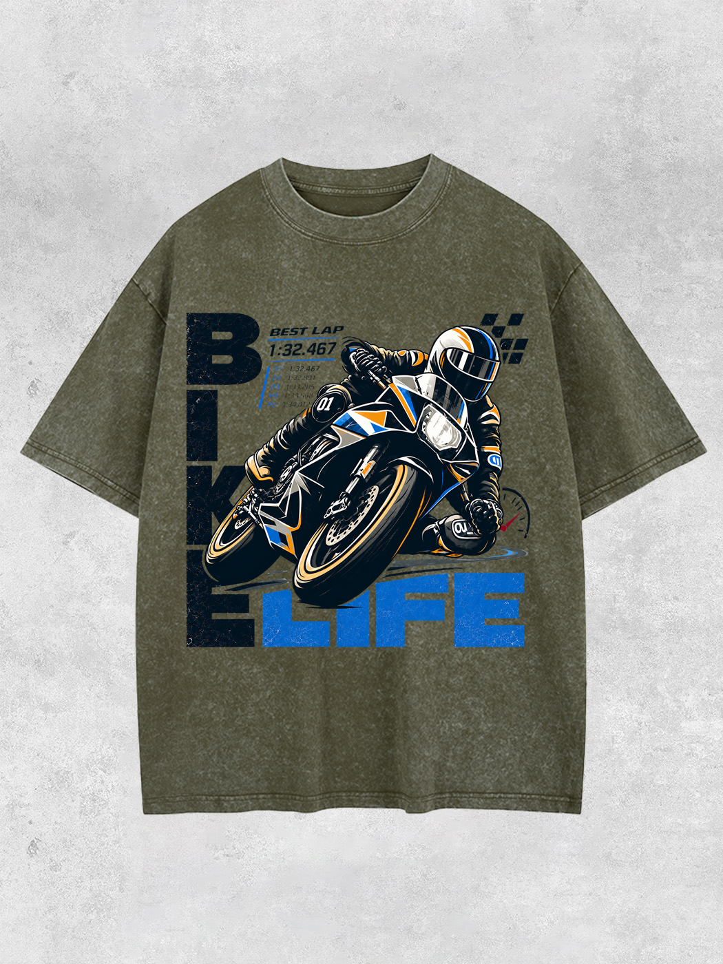 Grinram Bike Life Best Lap Washed T-Shirt