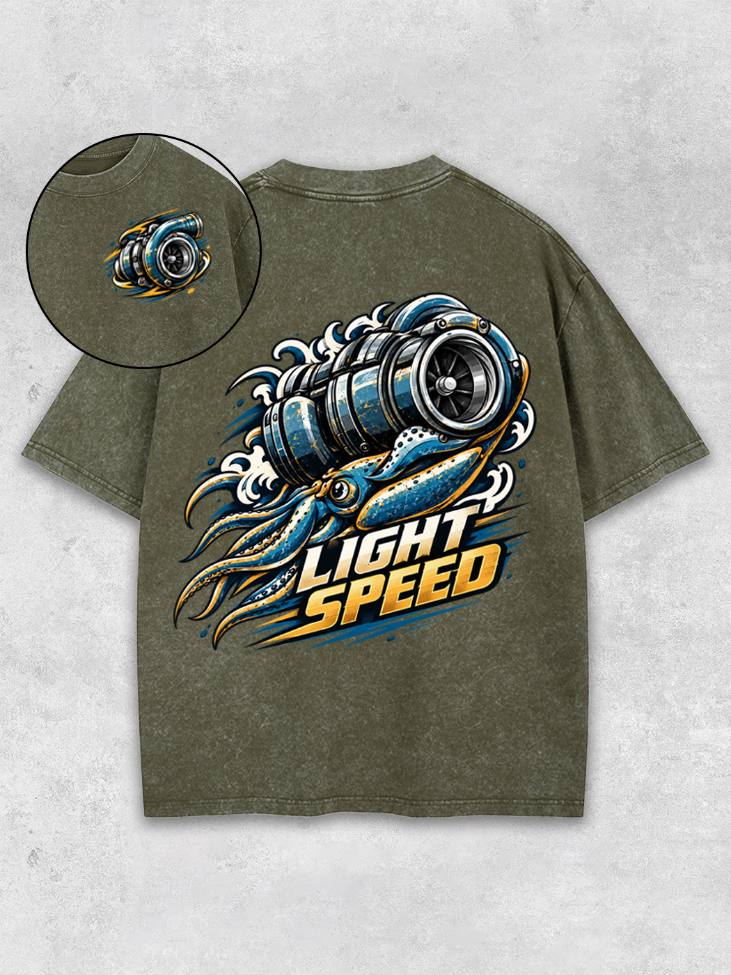 Grinram Turbocharger Squid Light Speed Washed T-Shirt