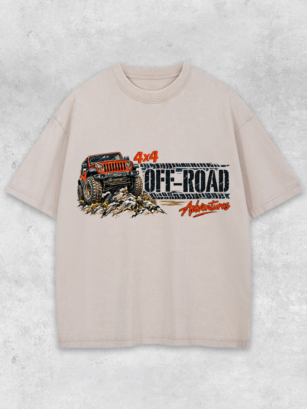 Grinram 4×4 Off-Road Adventures Jeep Washed T-Shirt