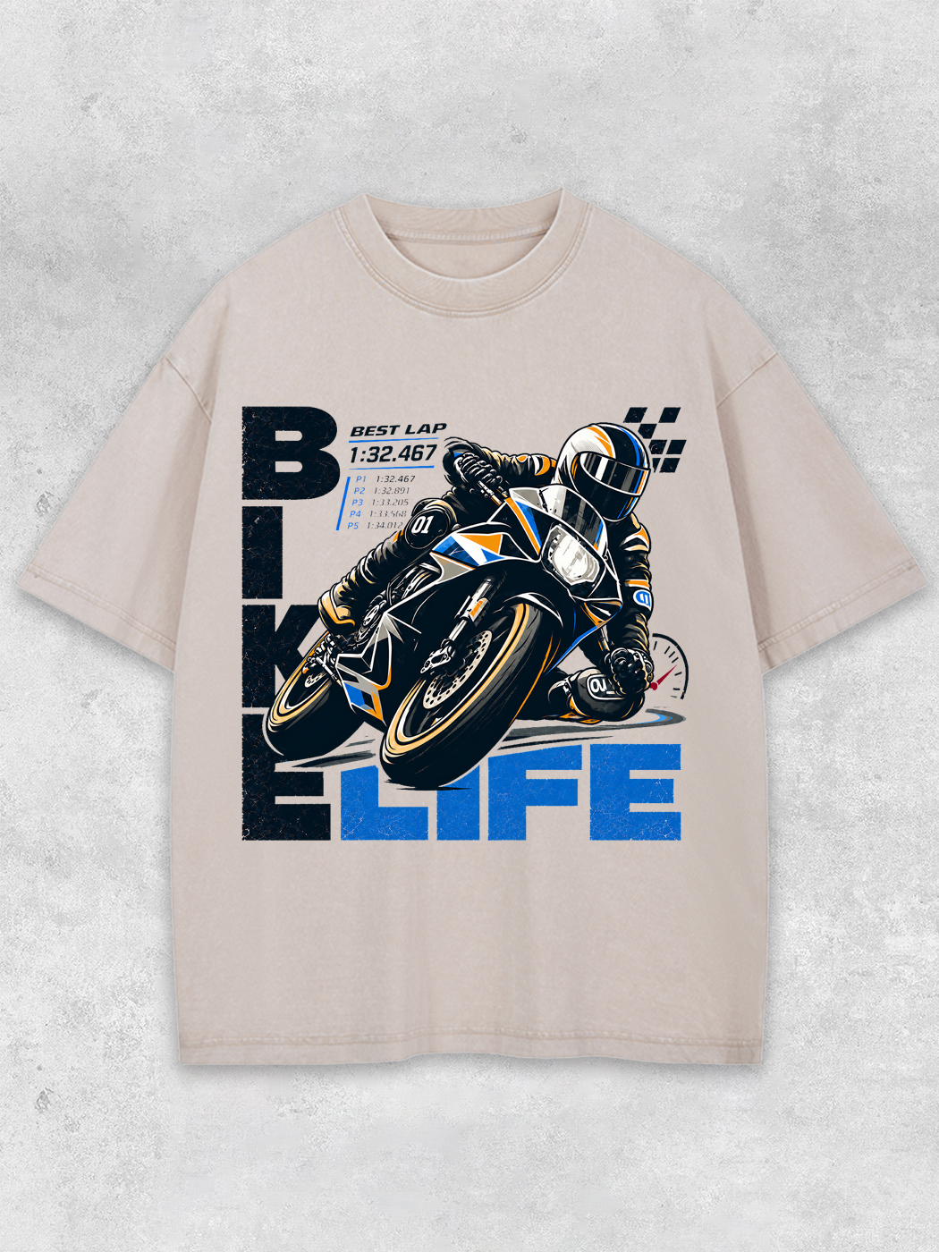 Grinram Bike Life Best Lap Washed T-Shirt