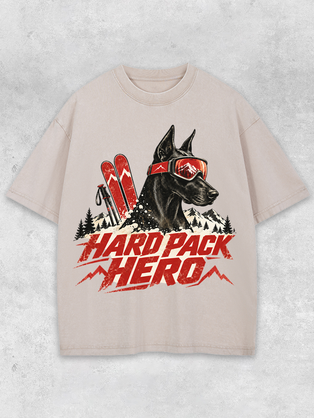 Grinram Hard Pack Hero Ski Doberman Washed T-Shirt