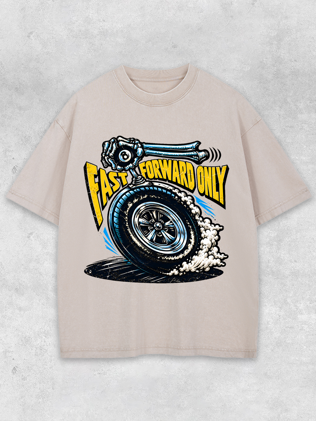 Grinram Fast Forward Only Skeleton Tire Washed T-Shirt