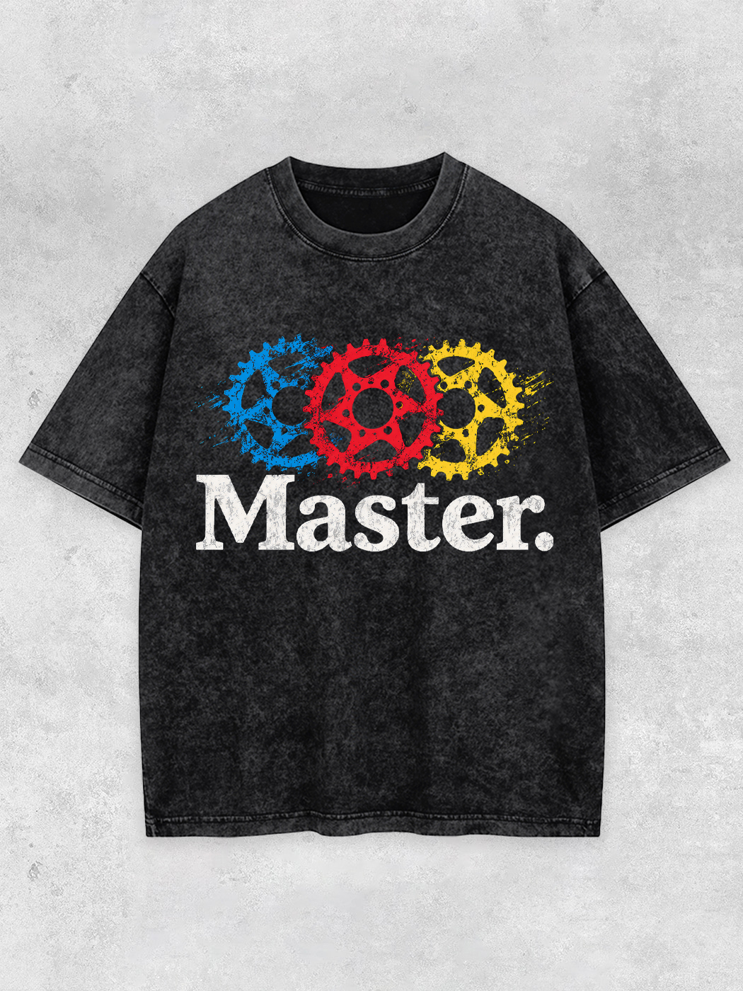 Grinram Blue Red Yellow Sprocket Master Washed T-Shirt