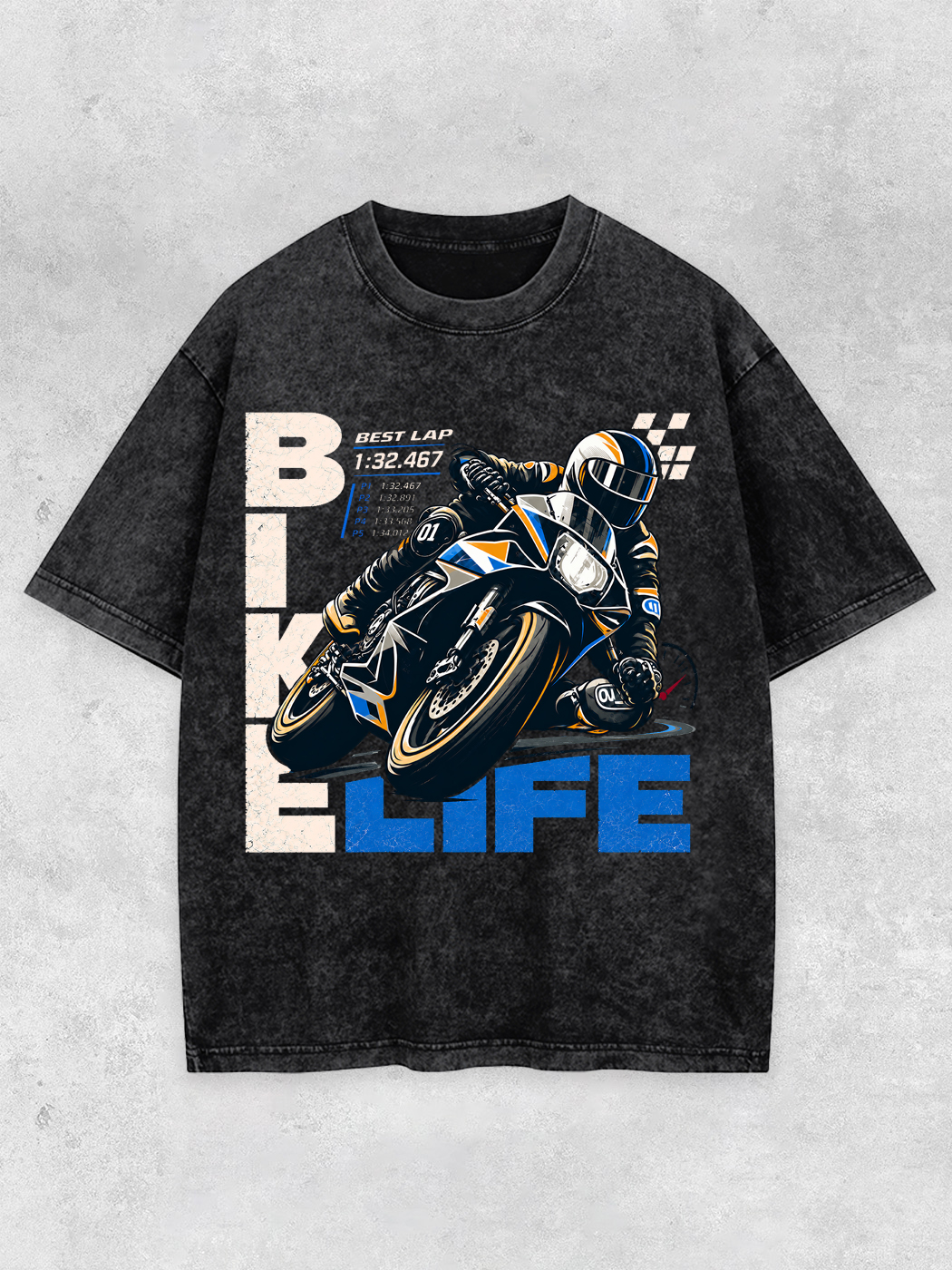 Grinram Bike Life Best Lap Washed T-Shirt