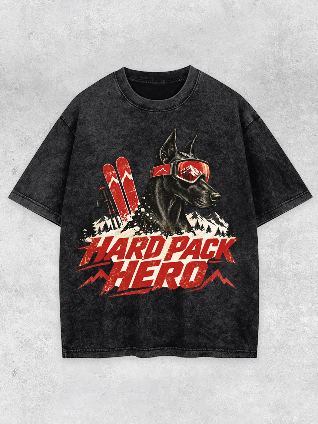 Grinram Hard Pack Hero Ski Doberman Washed T-Shirt