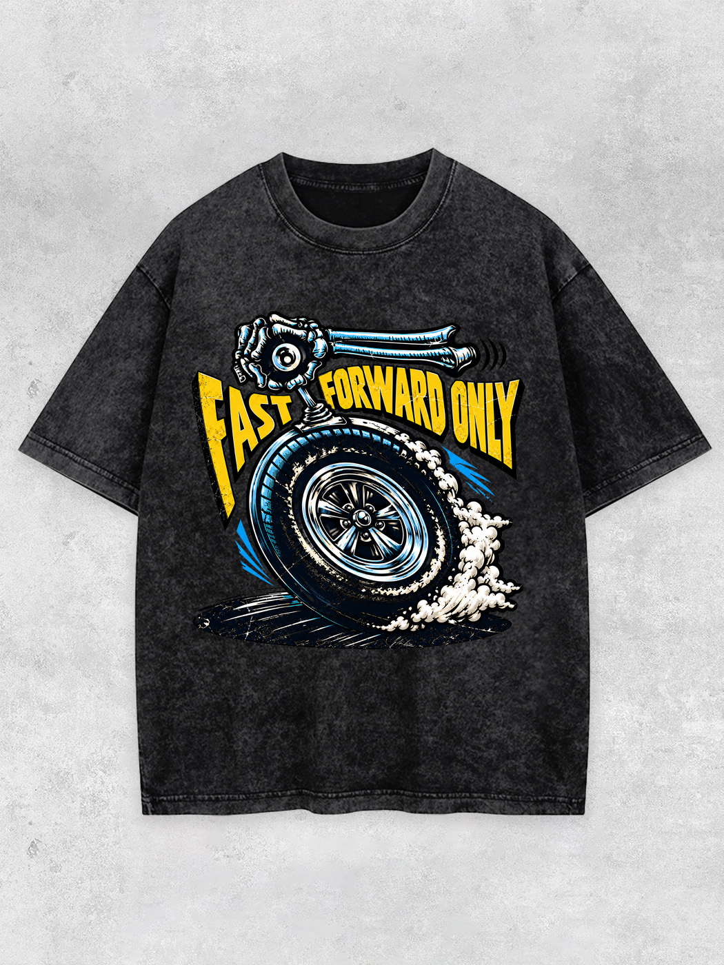 Grinram Fast Forward Only Skeleton Tire Washed T-Shirt