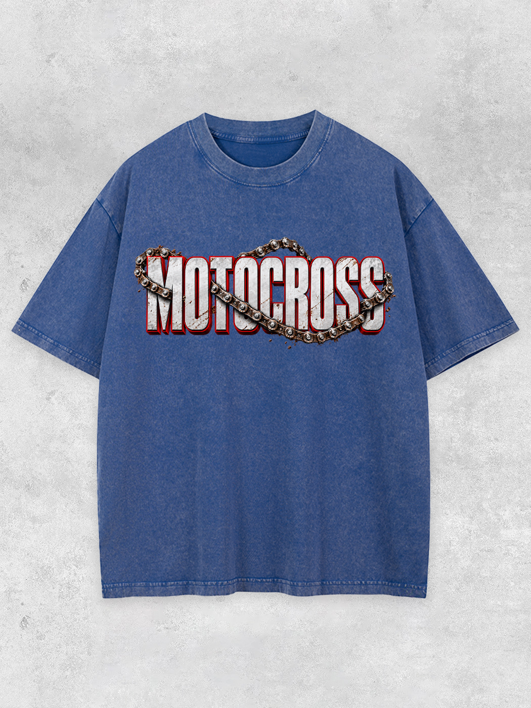 Grinram Retro Motocross Metal Chain Motorcycle Washed T-Shirt