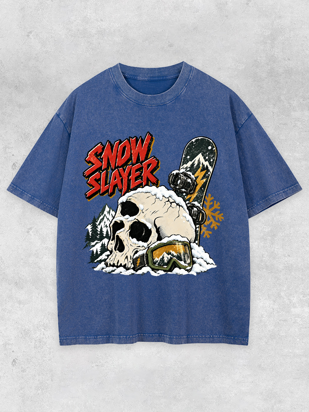 Grinram Snow Slayer Skull Snowboard Washed T-Shirt