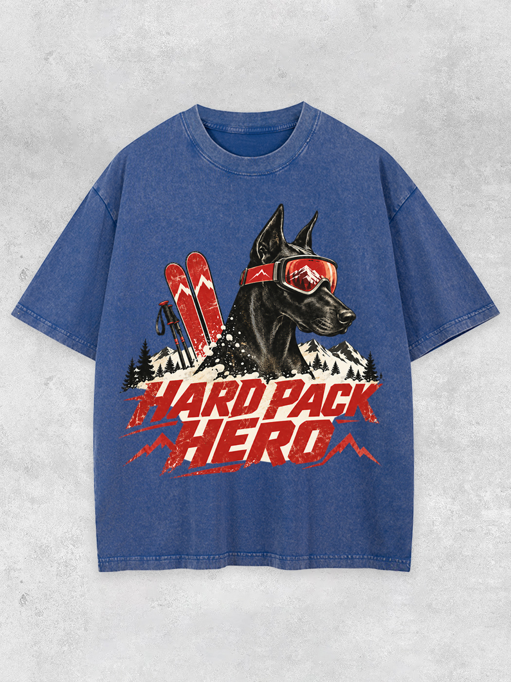 Grinram Hard Pack Hero Ski Doberman Washed T-Shirt