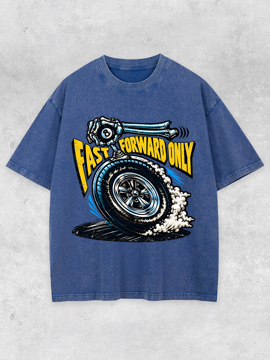 Grinram Fast Forward Only Skeleton Tire Washed T-Shirt