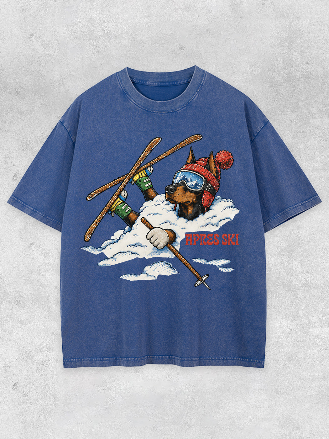 Grinram Apres Ski Doberman Dog Washed T-Shirt