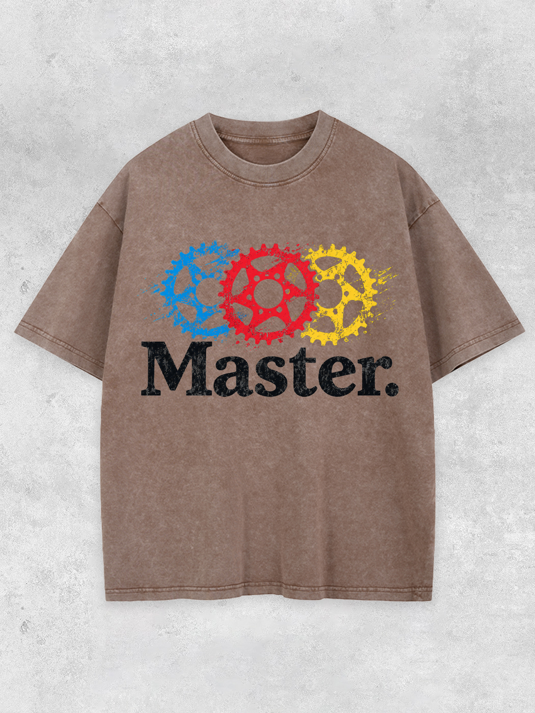 Grinram Blue Red Yellow Sprocket Master Washed T-Shirt