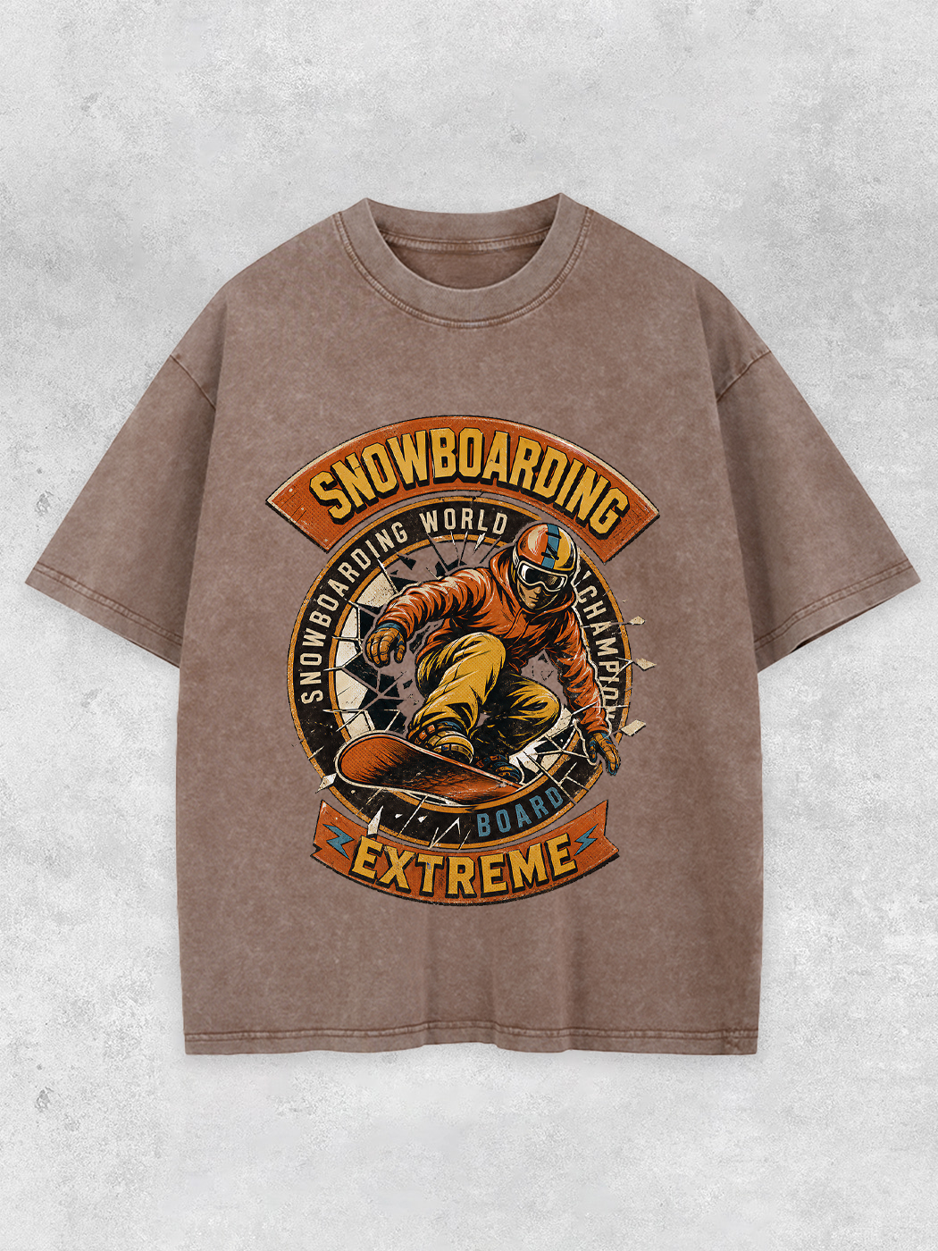 Grinram Snowboarding Extreme World Champion Washed T-Shirt