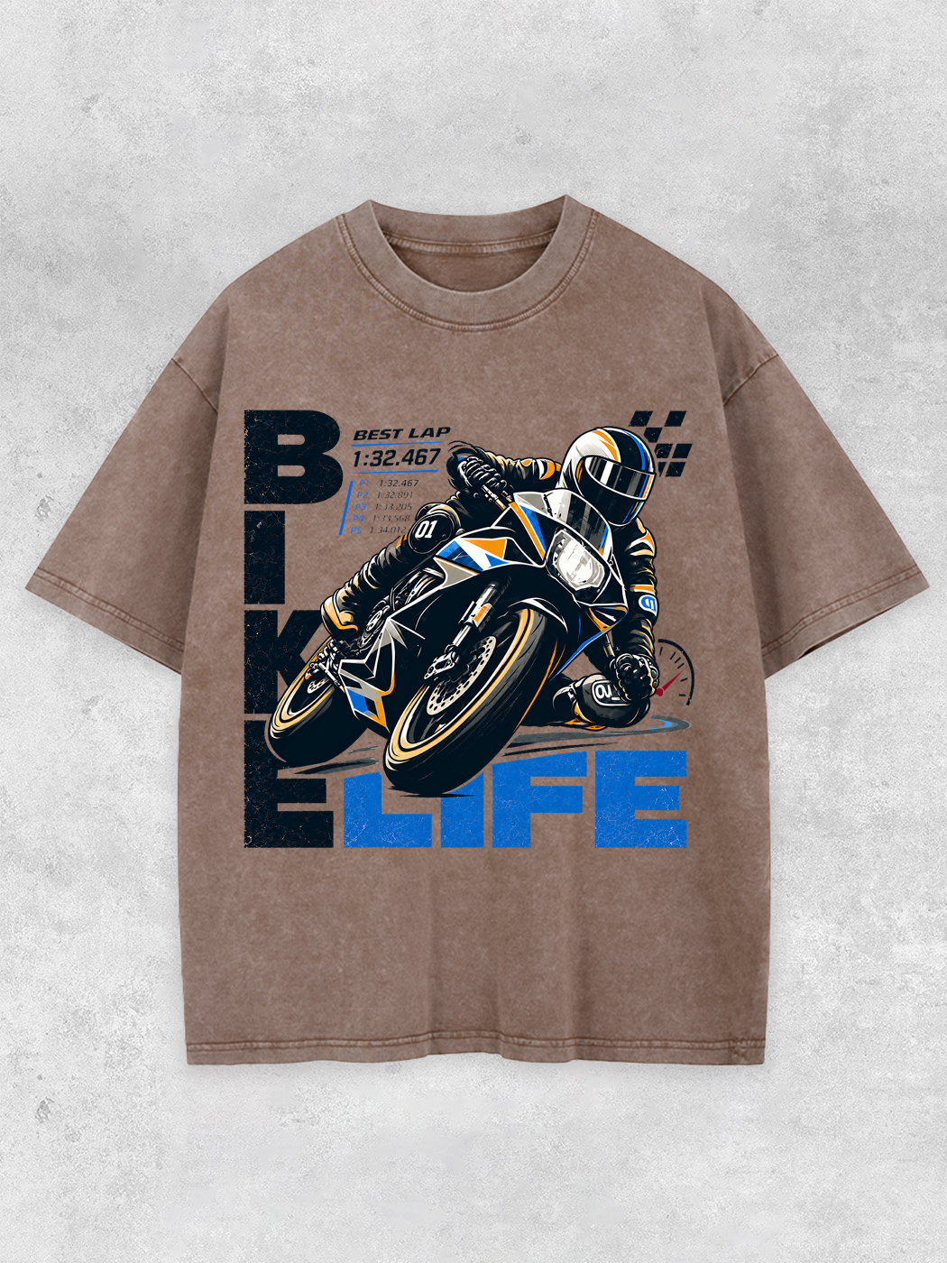 Grinram Bike Life Best Lap Washed T-Shirt