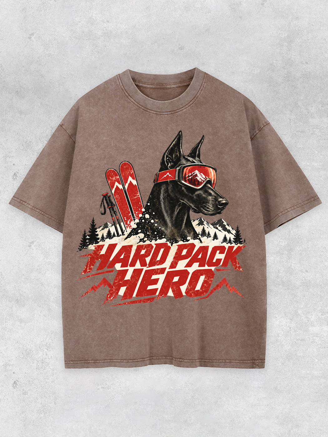 Grinram Hard Pack Hero Ski Doberman Washed T-Shirt