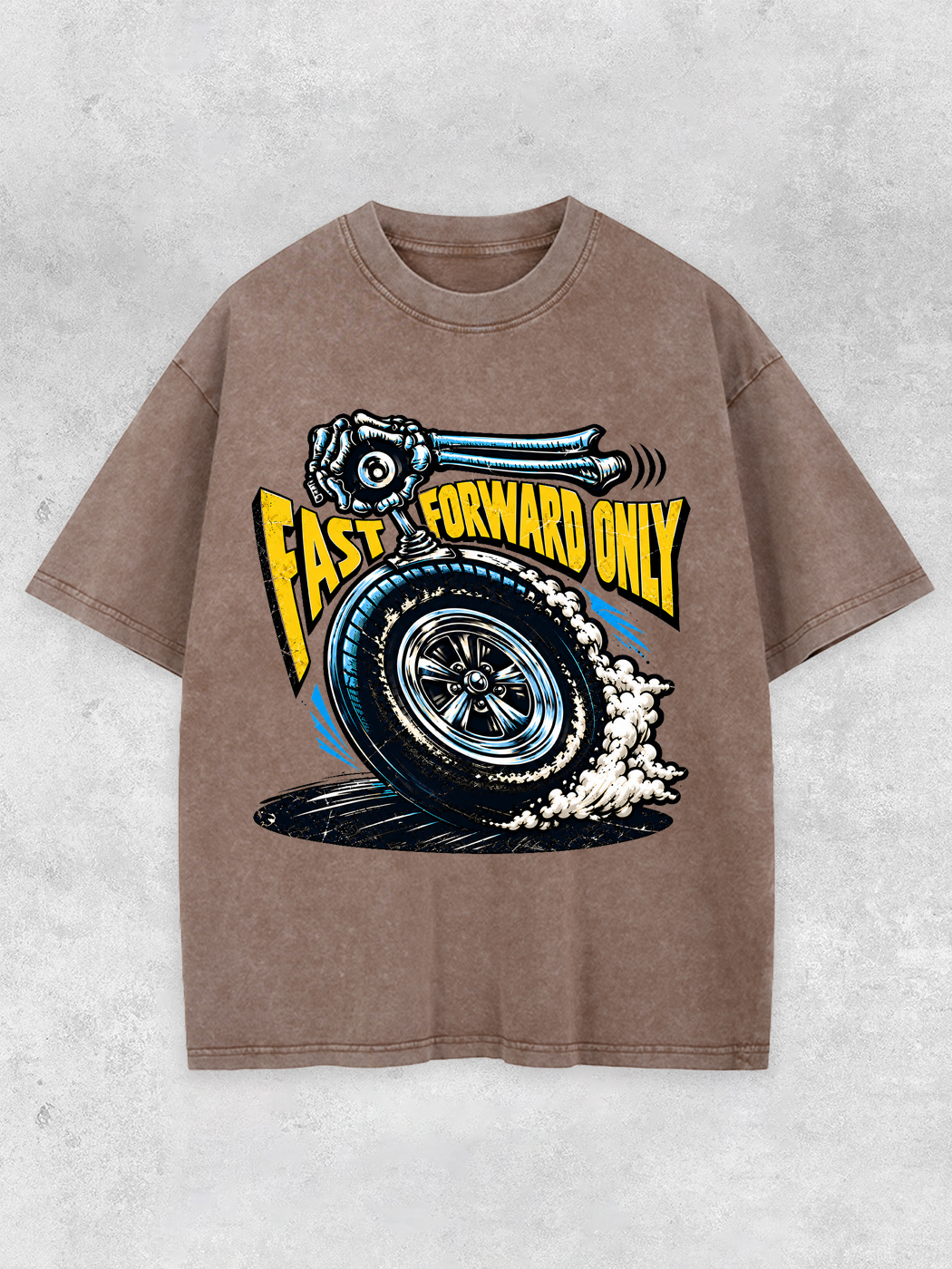 Grinram Fast Forward Only Skeleton Tire Washed T-Shirt