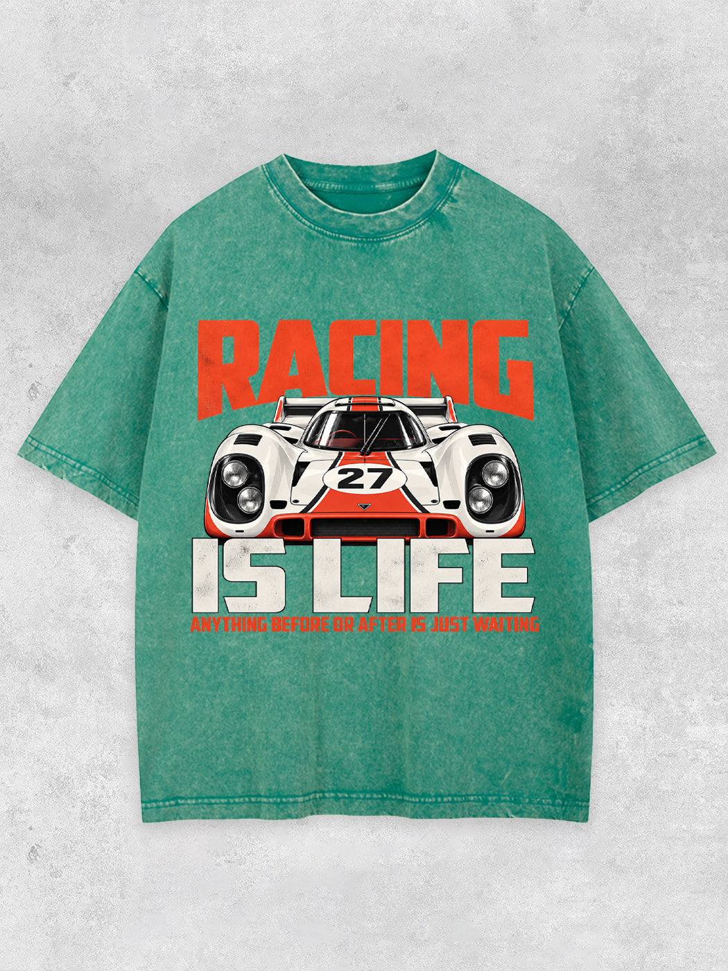 Grinram Racing Is Life Anything Before Or After Is Just Waiting Washed T-Shirt