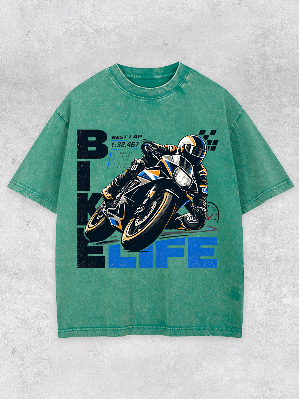 Grinram Bike Life Best Lap Washed T-Shirt