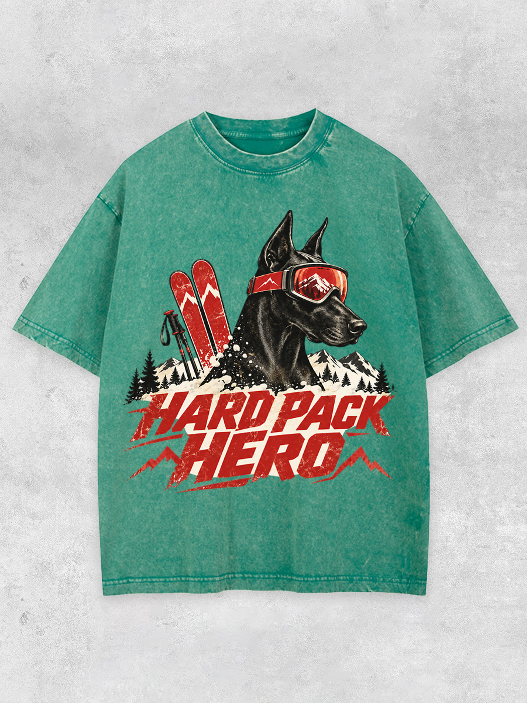 Grinram Hard Pack Hero Ski Doberman Washed T-Shirt