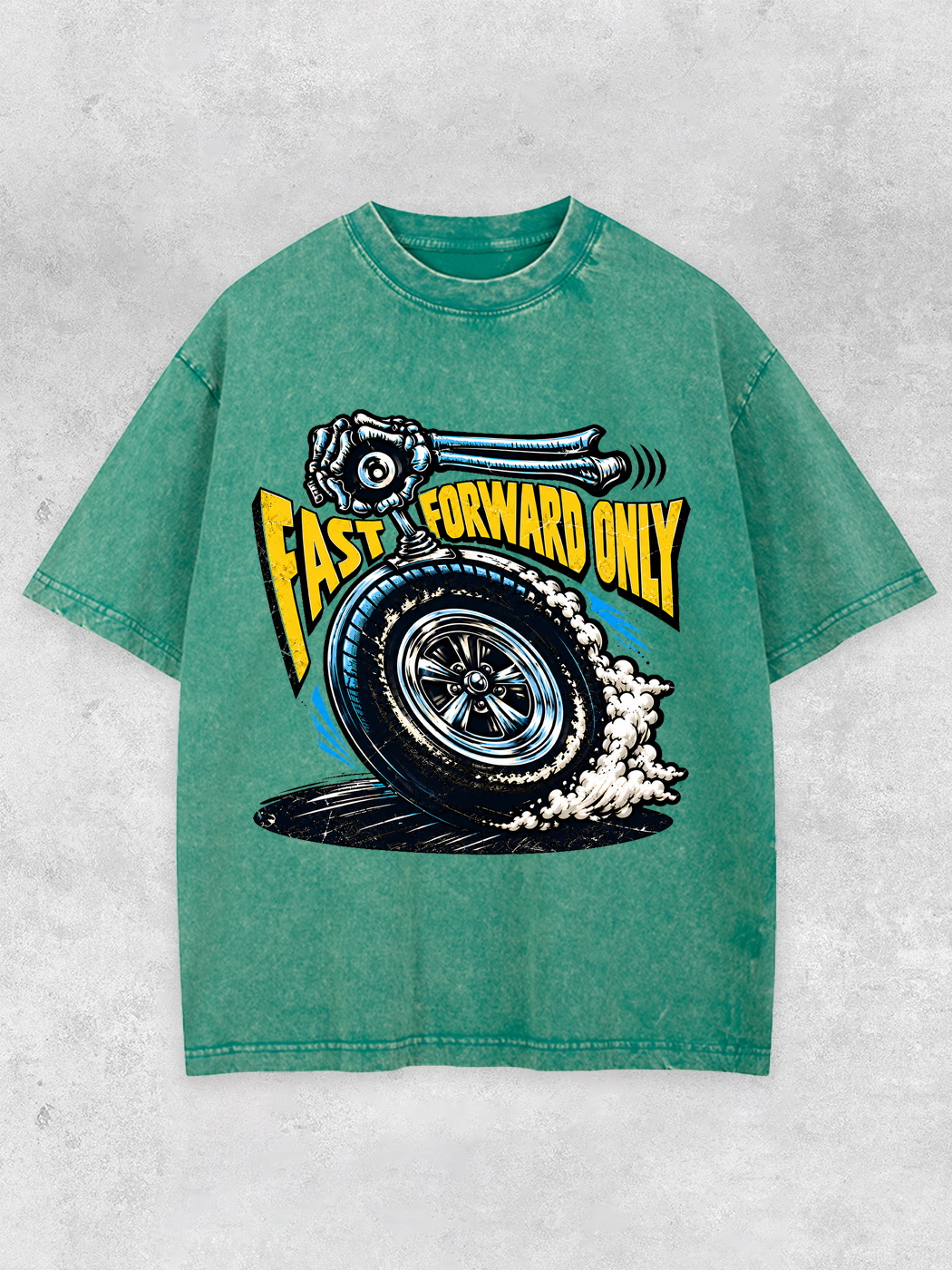 Grinram Fast Forward Only Skeleton Tire Washed T-Shirt