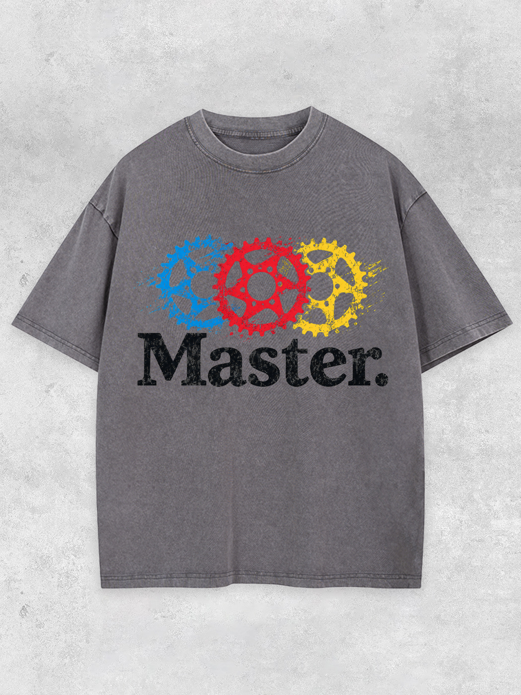 Grinram Blue Red Yellow Sprocket Master Washed T-Shirt