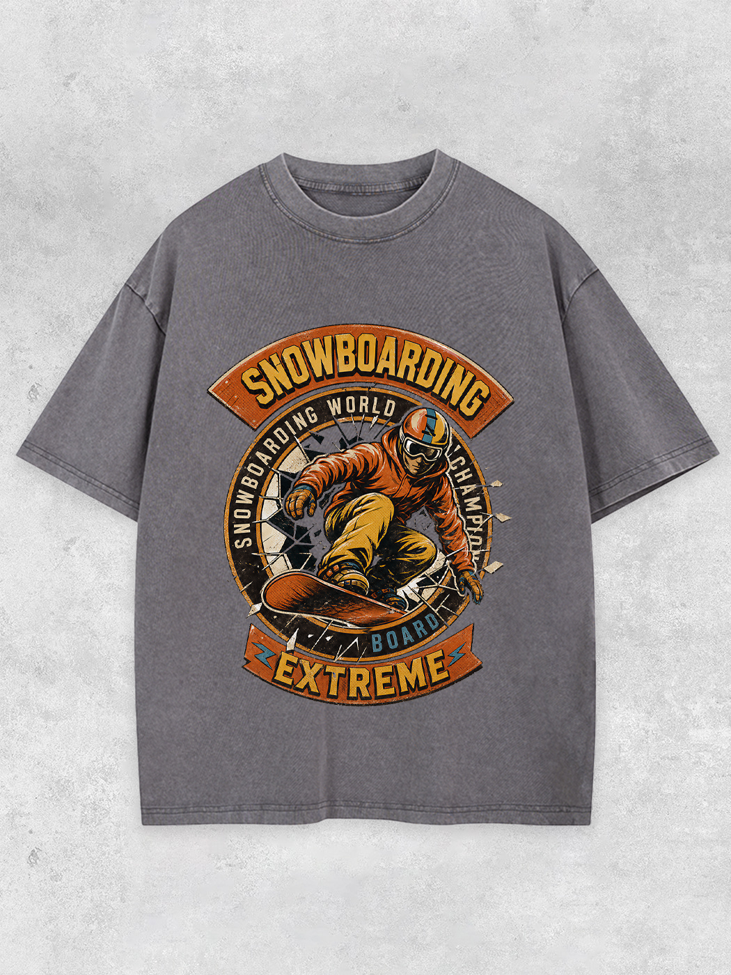 Grinram Snowboarding Extreme World Champion Washed T-Shirt