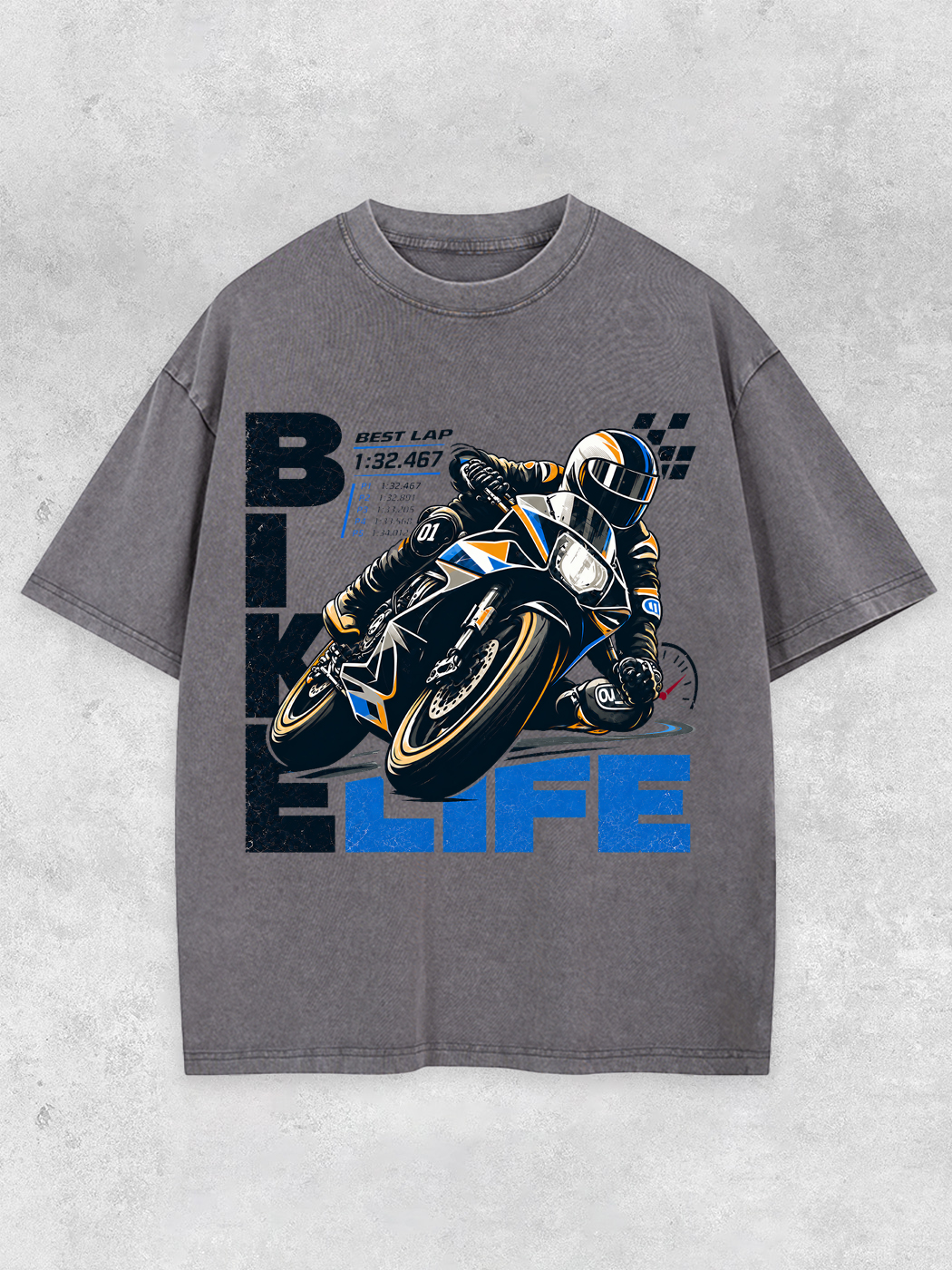 Grinram Bike Life Best Lap Washed T-Shirt
