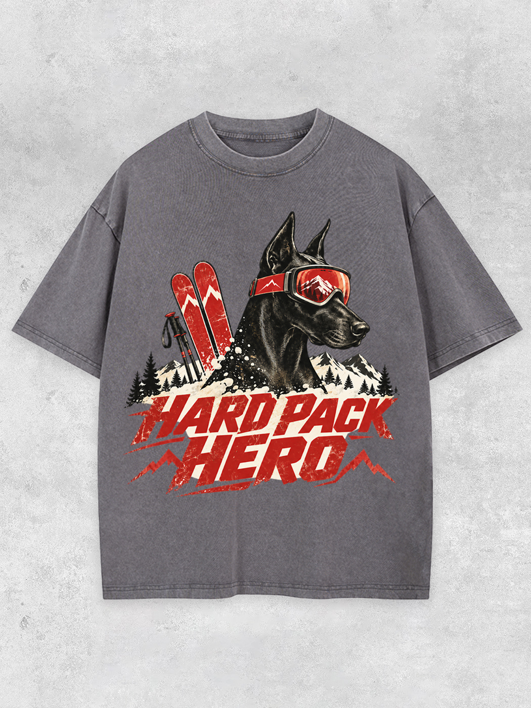 Grinram Hard Pack Hero Ski Doberman Washed T-Shirt