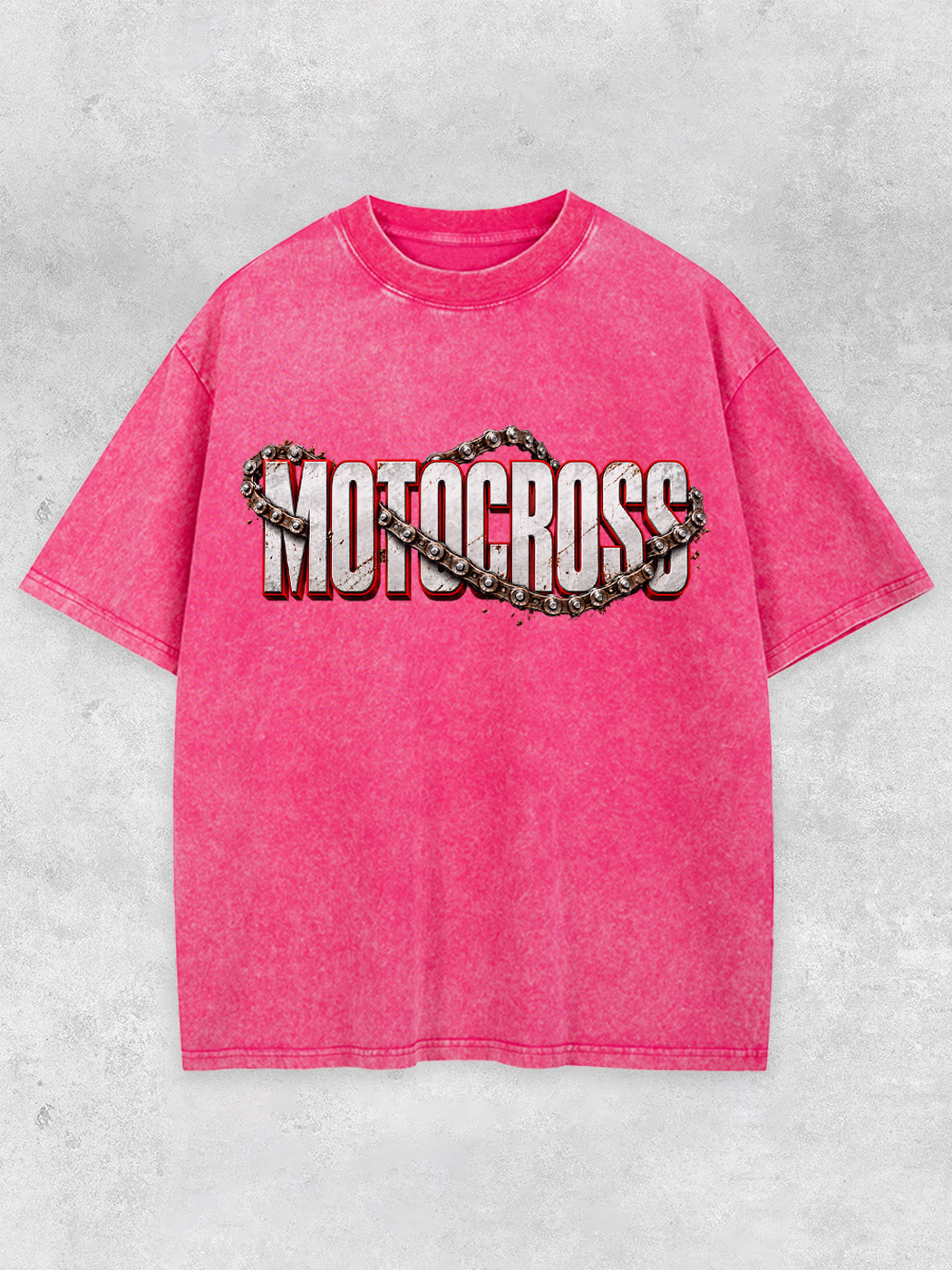 Grinram Retro Motocross Metal Chain Motorcycle Washed T-Shirt