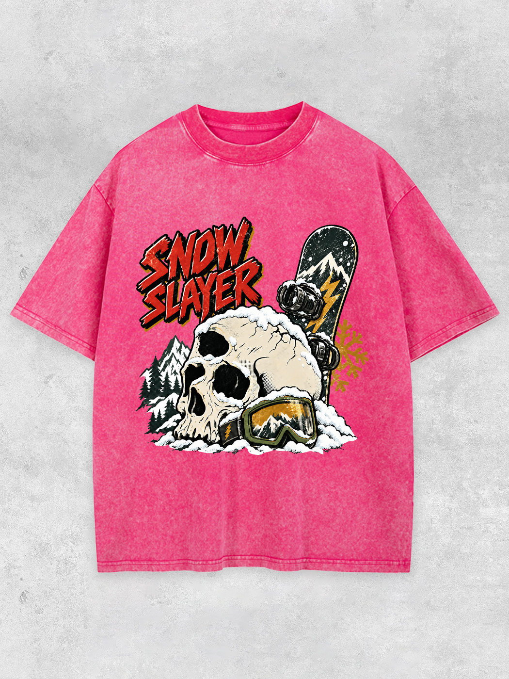 Grinram Snow Slayer Skull Snowboard Washed T-Shirt