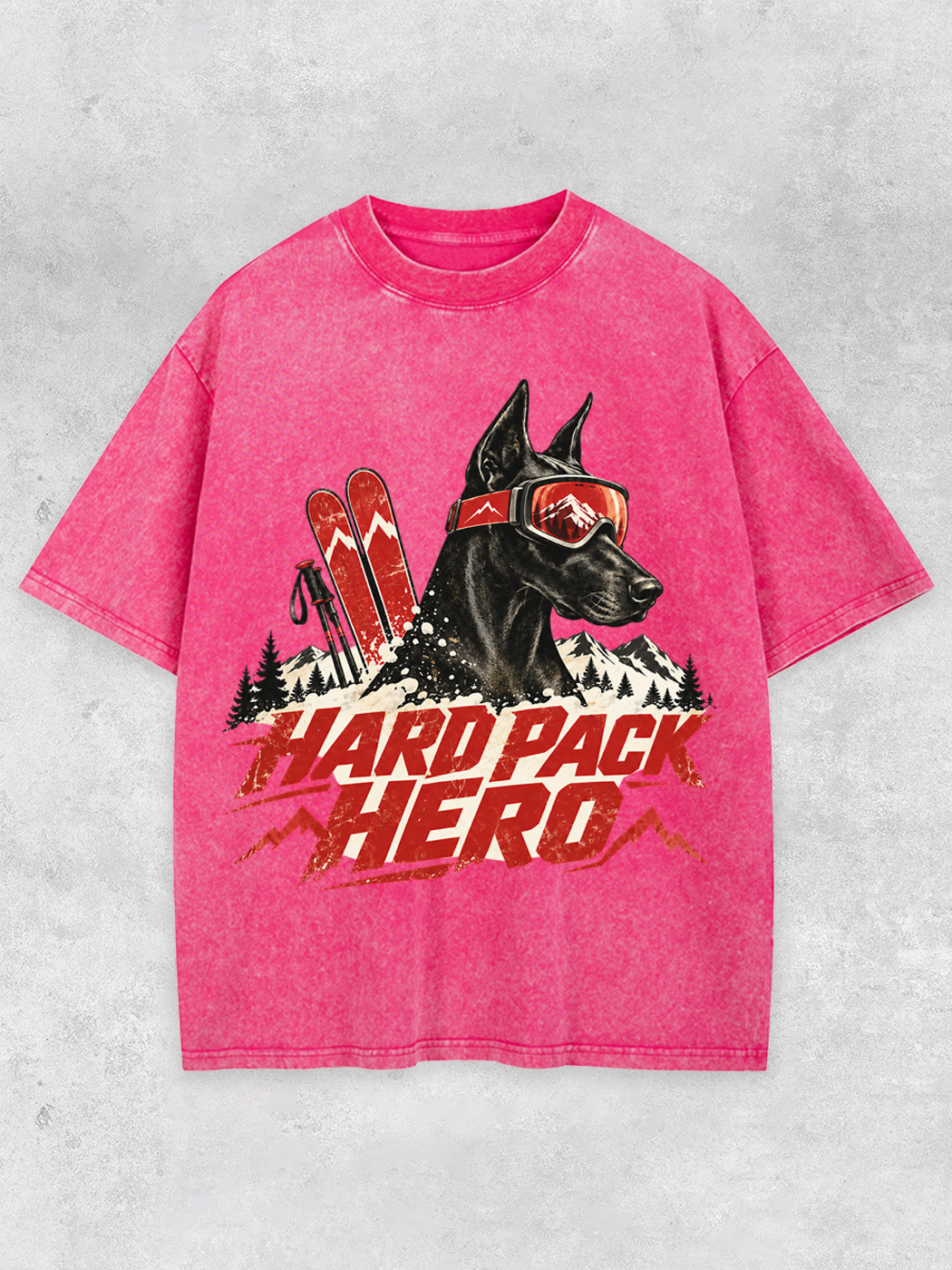 Grinram Hard Pack Hero Ski Doberman Washed T-Shirt