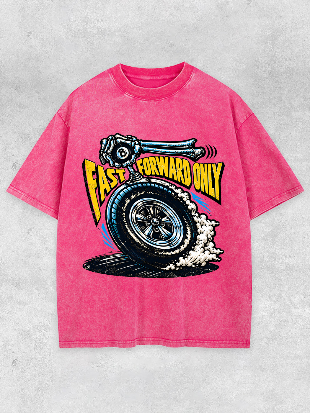 Grinram Fast Forward Only Skeleton Tire Washed T-Shirt
