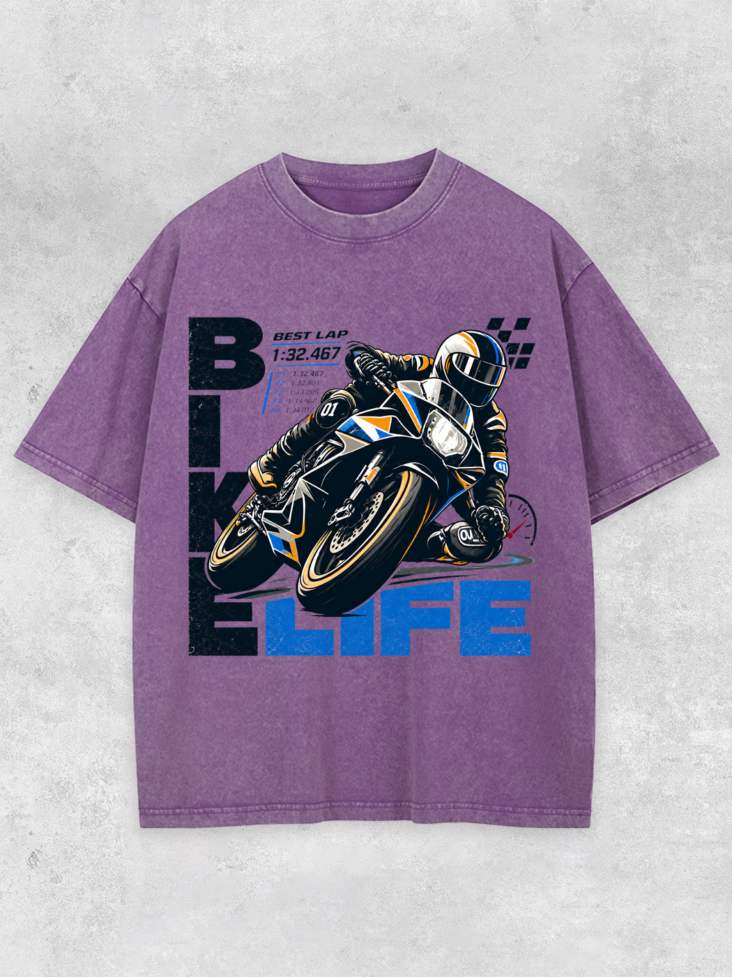 Grinram Bike Life Best Lap Washed T-Shirt