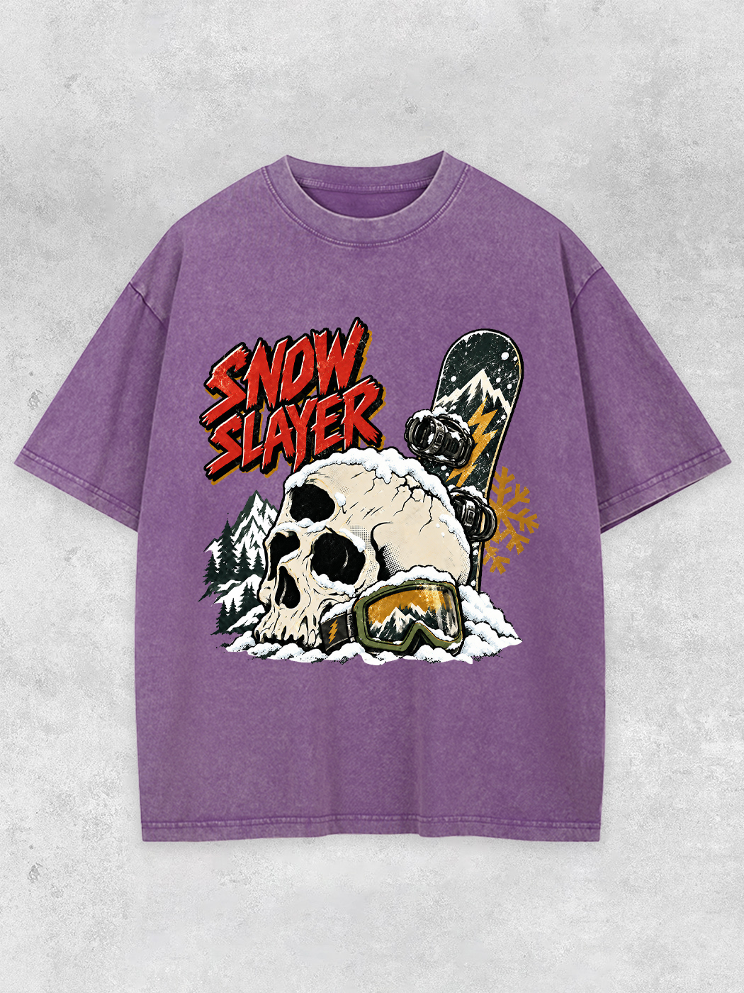 Grinram Snow Slayer Skull Snowboard Washed T-Shirt