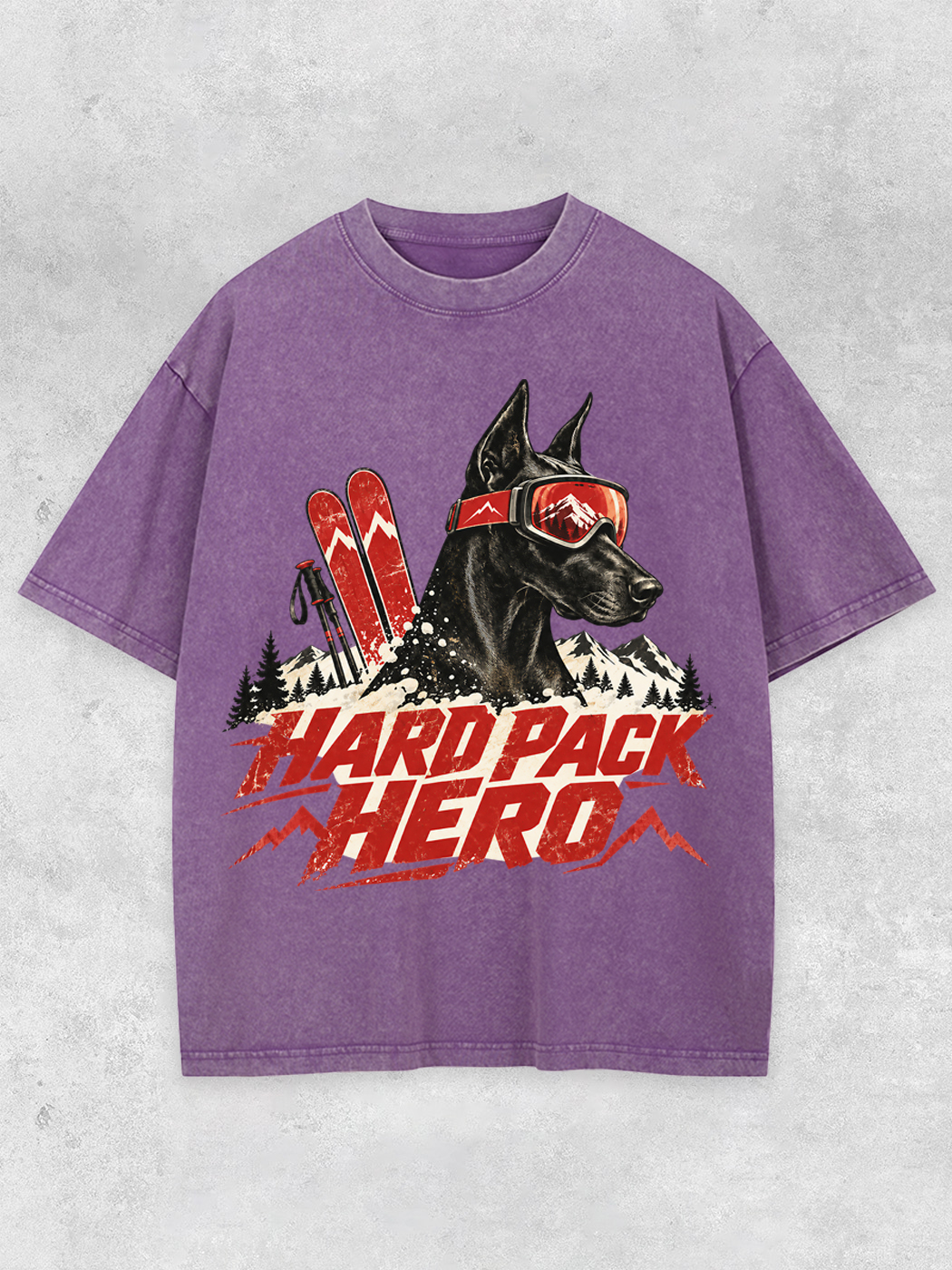 Grinram Hard Pack Hero Ski Doberman Washed T-Shirt