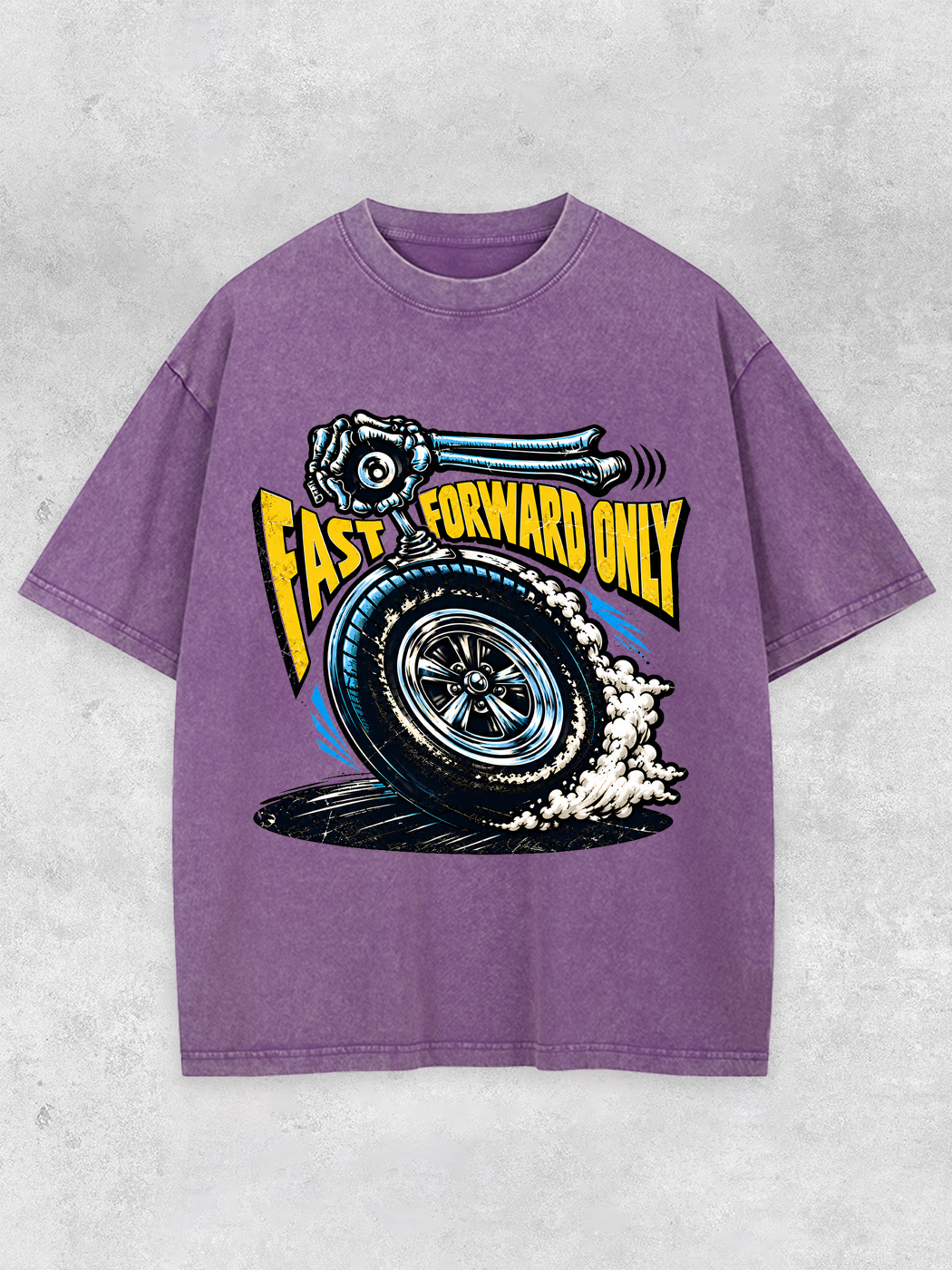 Grinram Fast Forward Only Skeleton Tire Washed T-Shirt