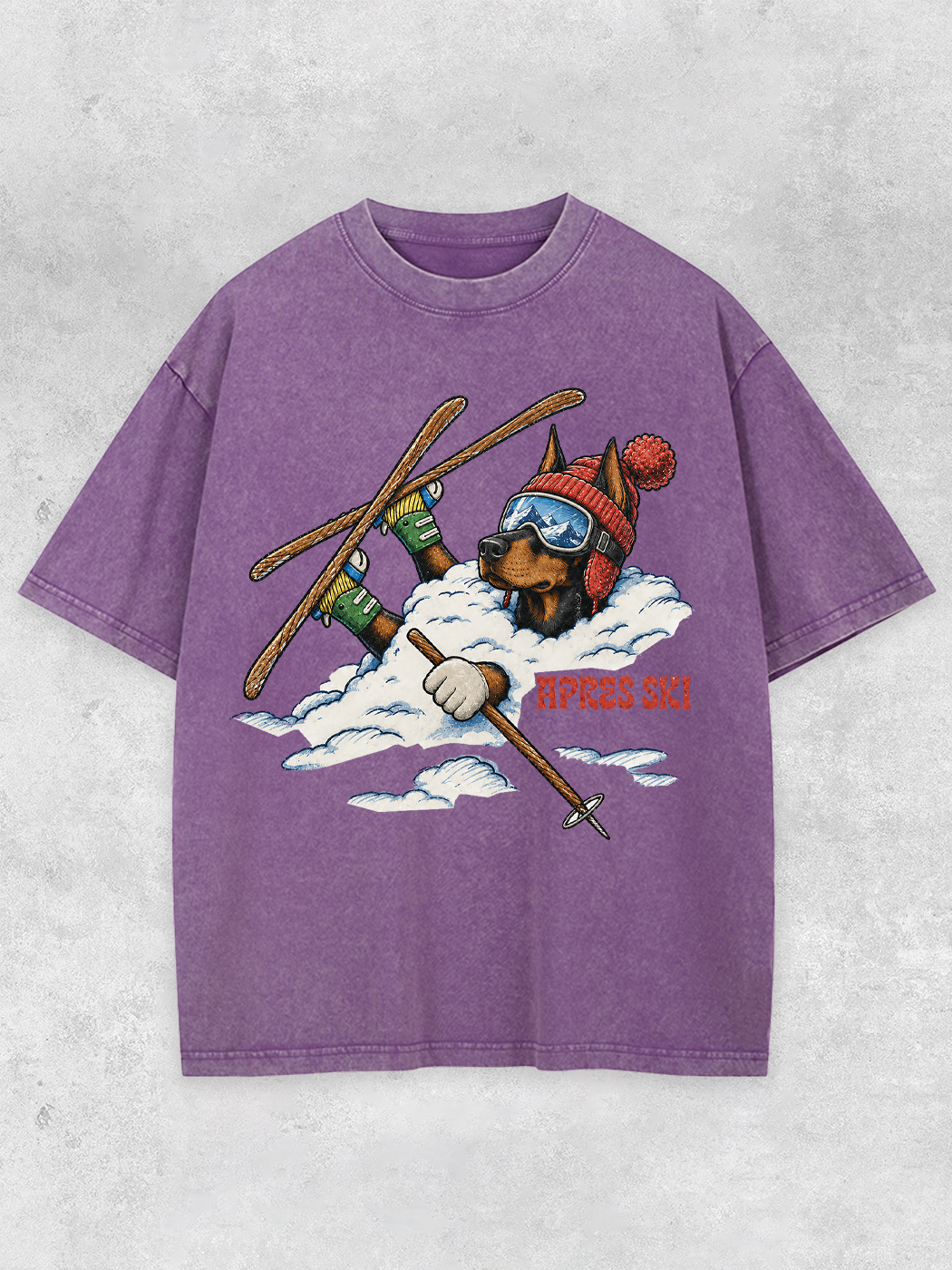 Grinram Apres Ski Doberman Dog Washed T-Shirt