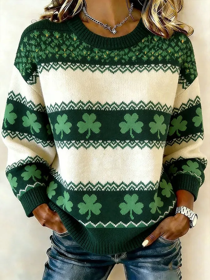 ☘️Aran Knitting☘️Women's St. Patrick's Day Knitted Top