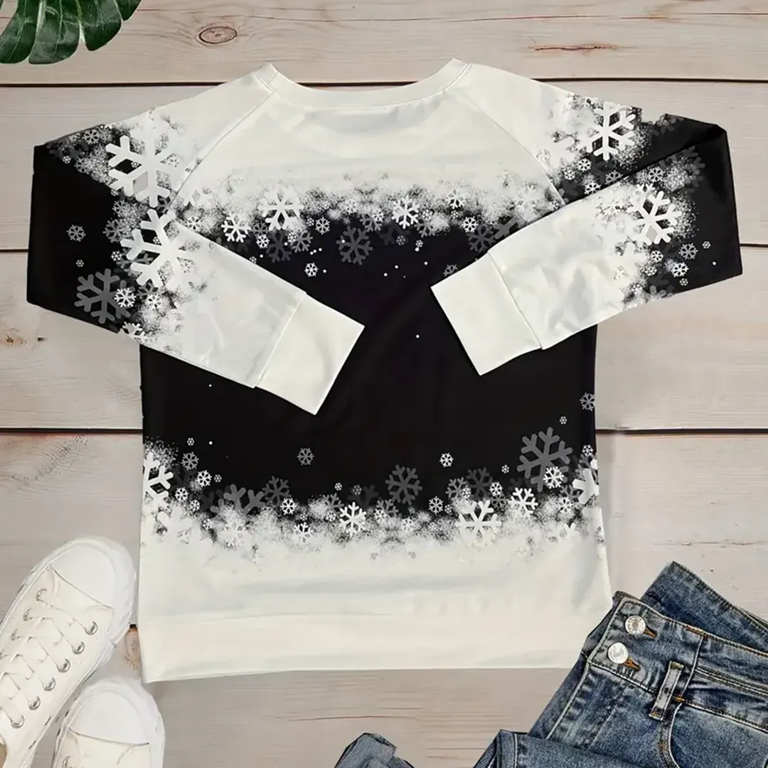 Women's Christmas Cat Print Colorful Christmas Sweatshirt