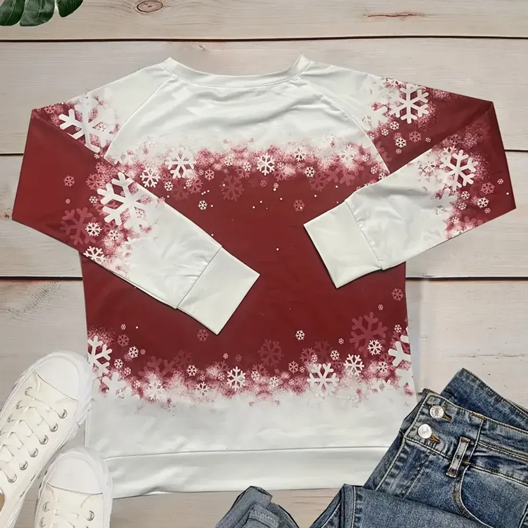 Women's Christmas Cat Print Colorful Christmas Sweatshirt