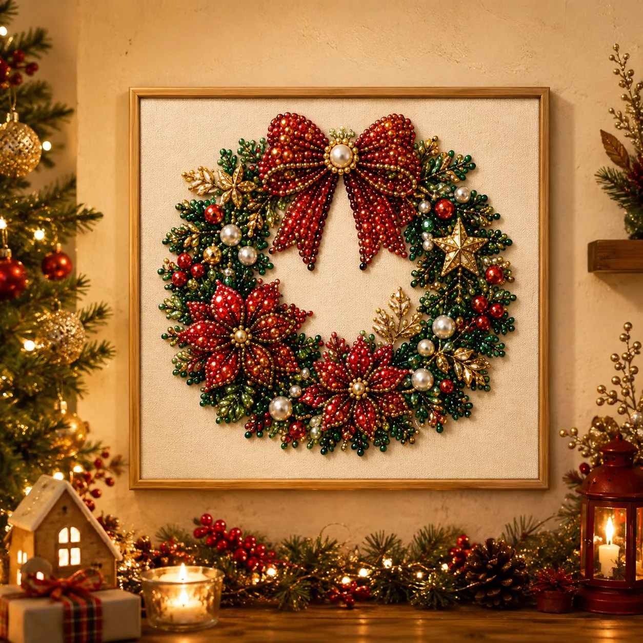 🧘Relaxing & Beginner-Friendly-💎DIY Christmas Pearl Diamond Painting Art Kit With Frame