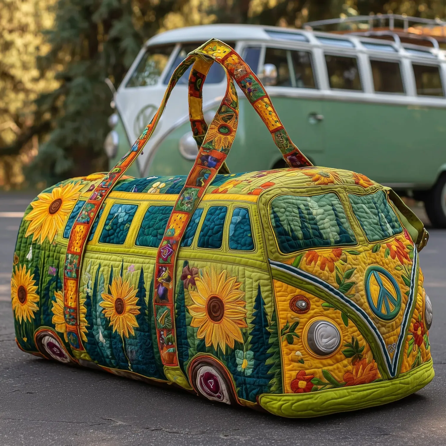 Hippie Sunflower Quilted Duffle Bag GFTONL5857