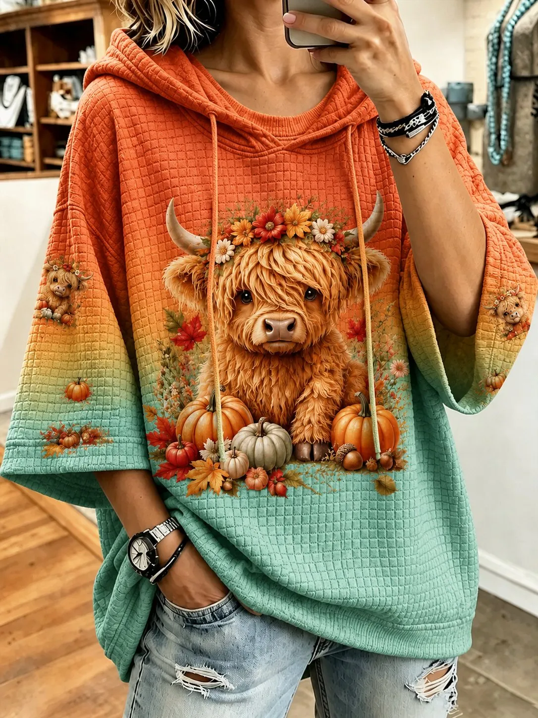 Women's Autumn Print Hoodie