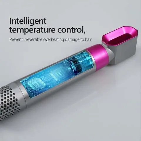 🎁[Gift]5-In-1 Air Styler Brush - Hair Straightening Airflow Curler Kit with Detachable Brushes - Pink