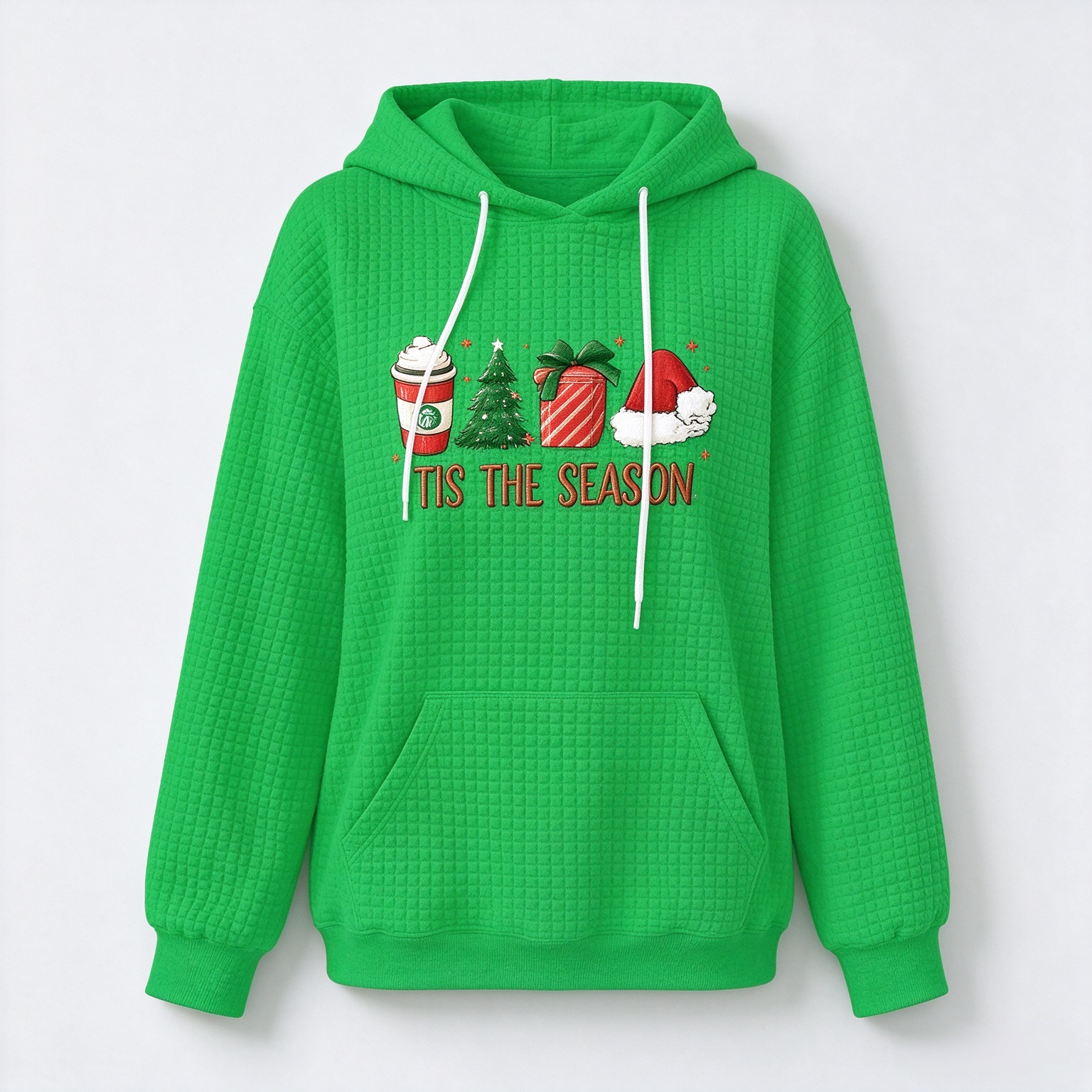 Christmas Graphic Waffle Hoodie for Women